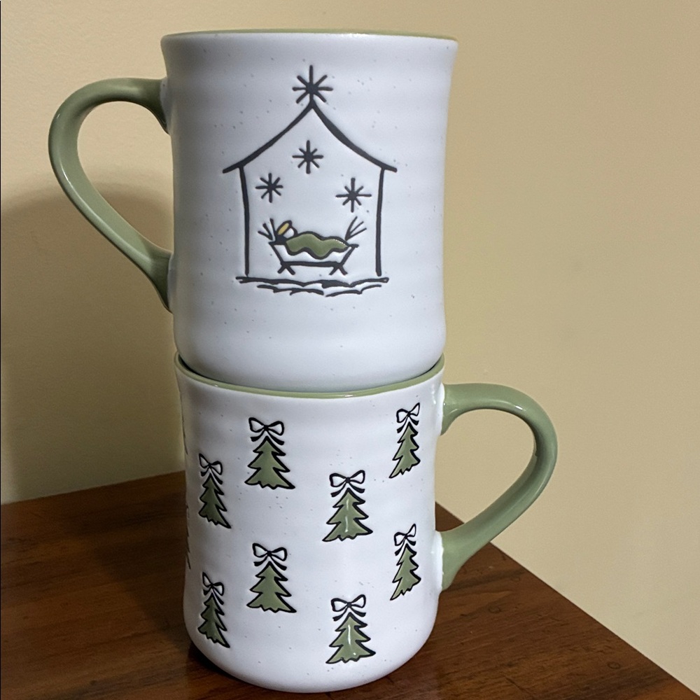 Nativity & Tree (double-sided) Mugs (pair)